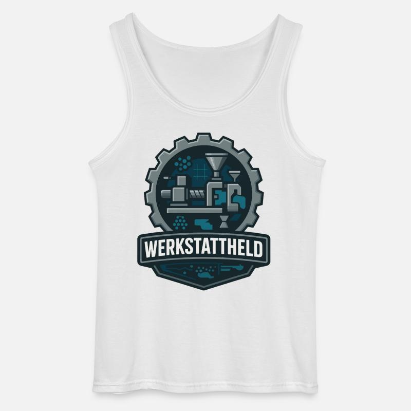 Workshop Hero, Plastic Machine - Gildan Men’s Tank Top - white