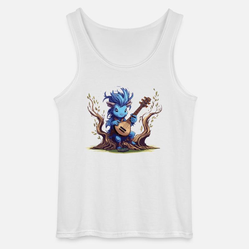 Blauer Kobold mit Laute im Wald - Gildan Männer Tank Top - Weiß