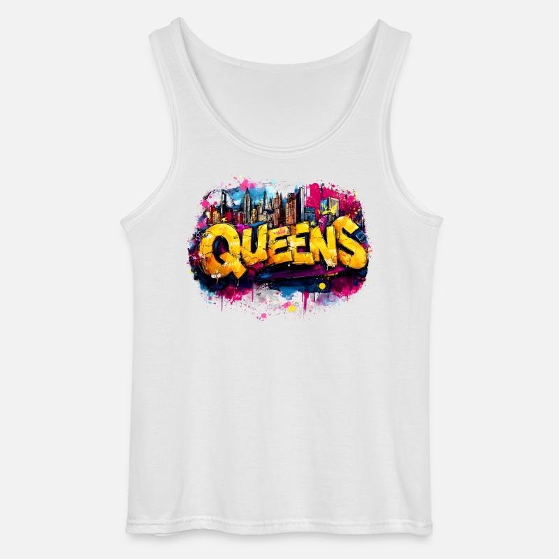 Queens Graffiti Skyline Farbexplosion - Gildan Männer Tank Top - Weiß