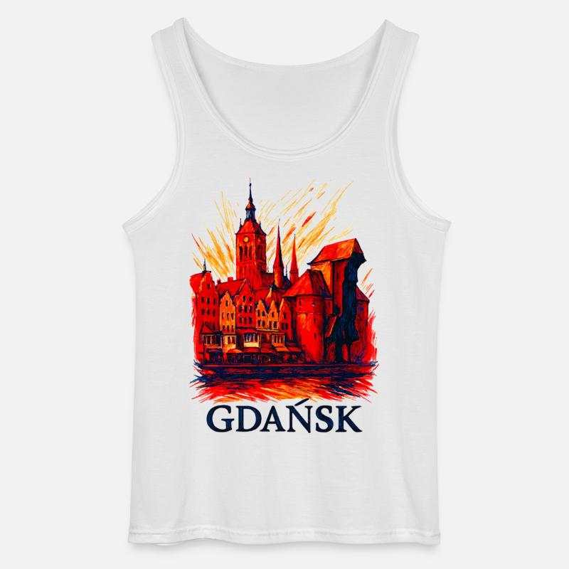 Danzig Gdańsk Stadtmotiv Silhouette Polen Geschenk - Gildan Männer Tank Top - Weiß