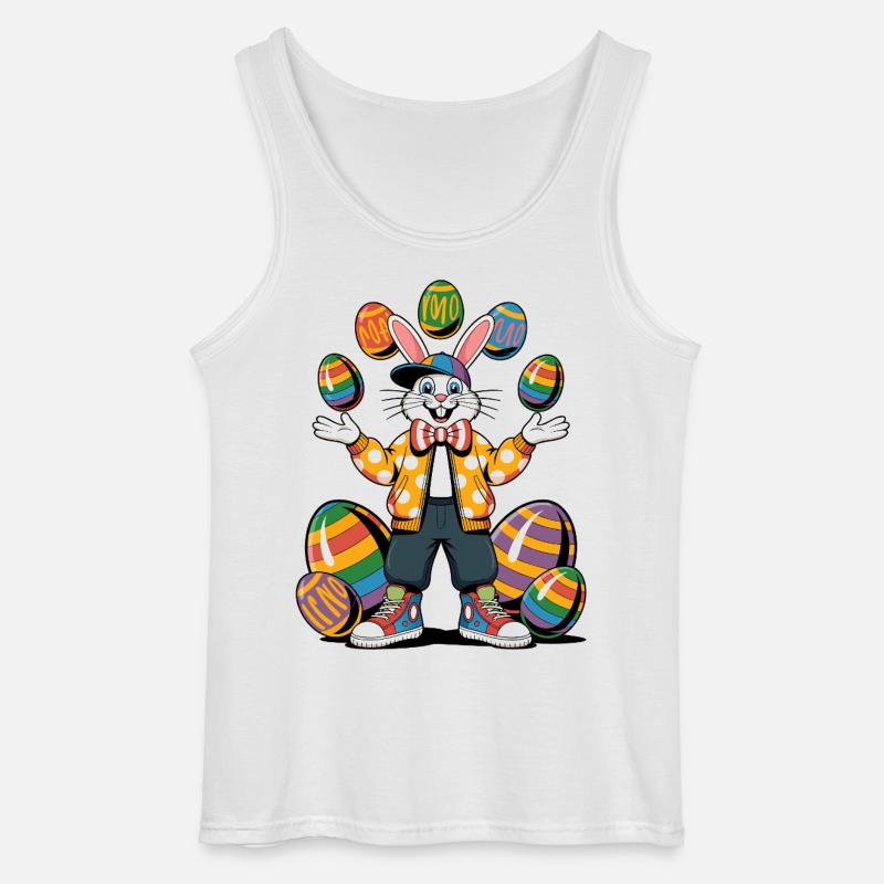 Bunter Osterhase mit Eierkranz - Gildan Männer Tank Top - Weiß