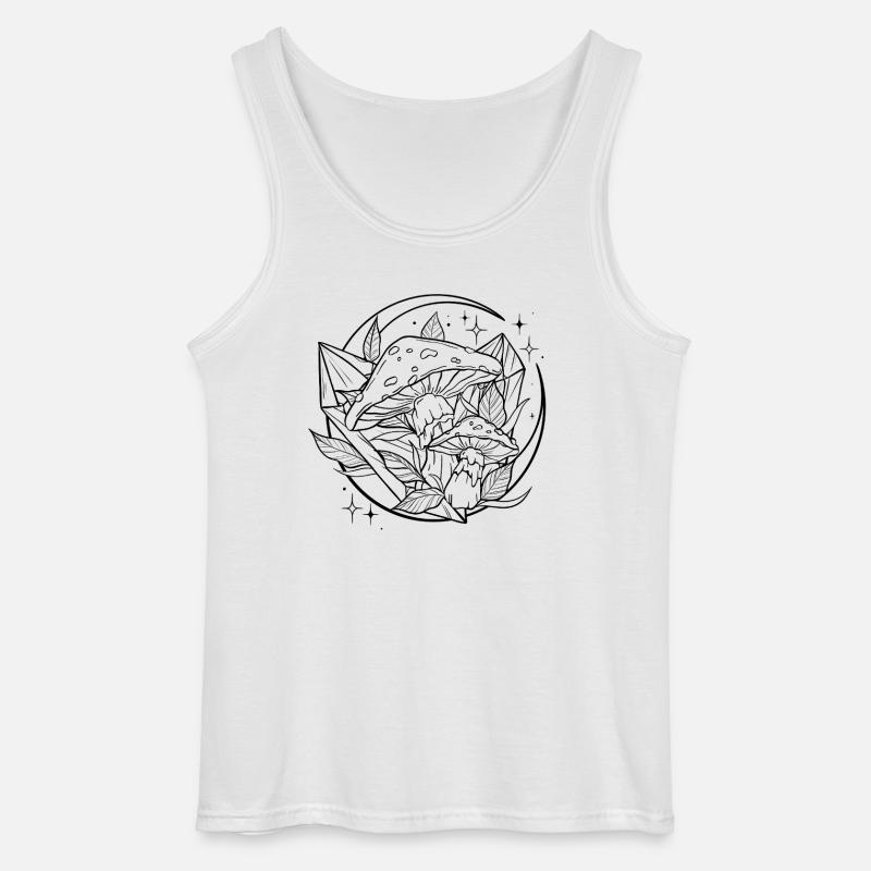 Witchy Toadstool with Magic Crystal - Gildan Men’s Tank Top - white