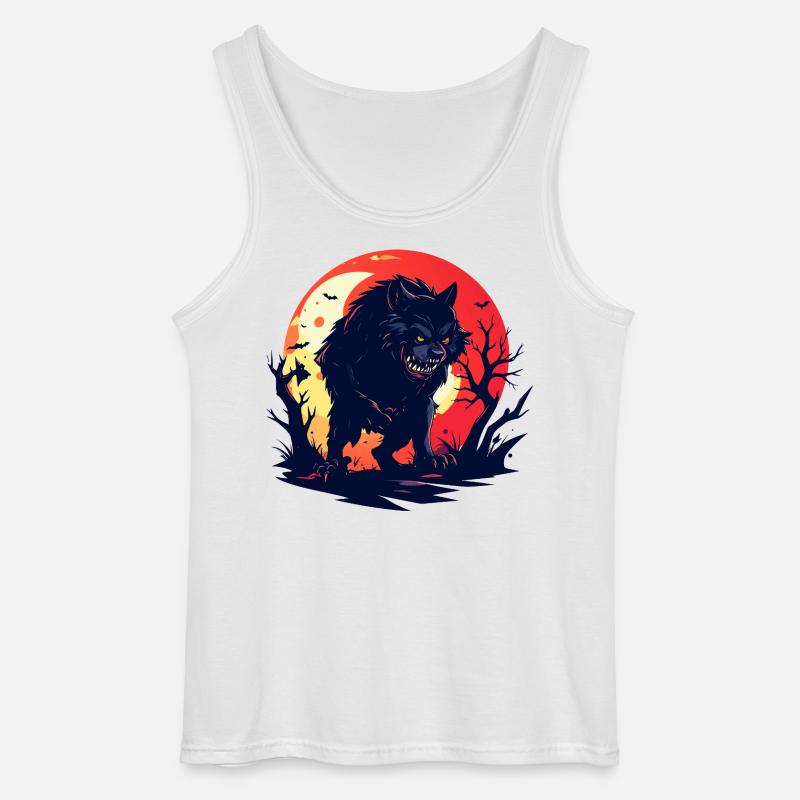 böser Mondwolf Werwolf im düsteren Mondschein - Gildan Männer Tank Top - Weiß