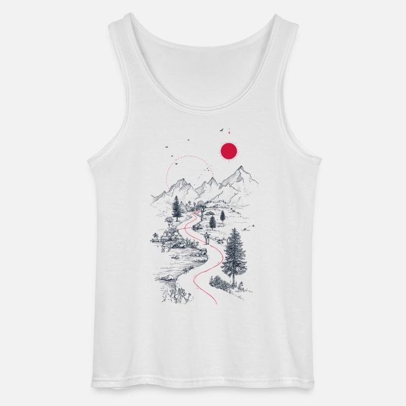 Roter Pfad durch Berglandschaft - Gildan Männer Tank Top - Weiß