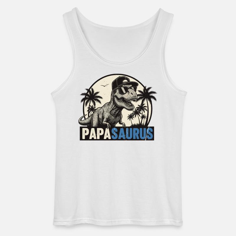 Papasaurus – Cool T-Rex Father Design - Gildan Men’s Tank Top - white