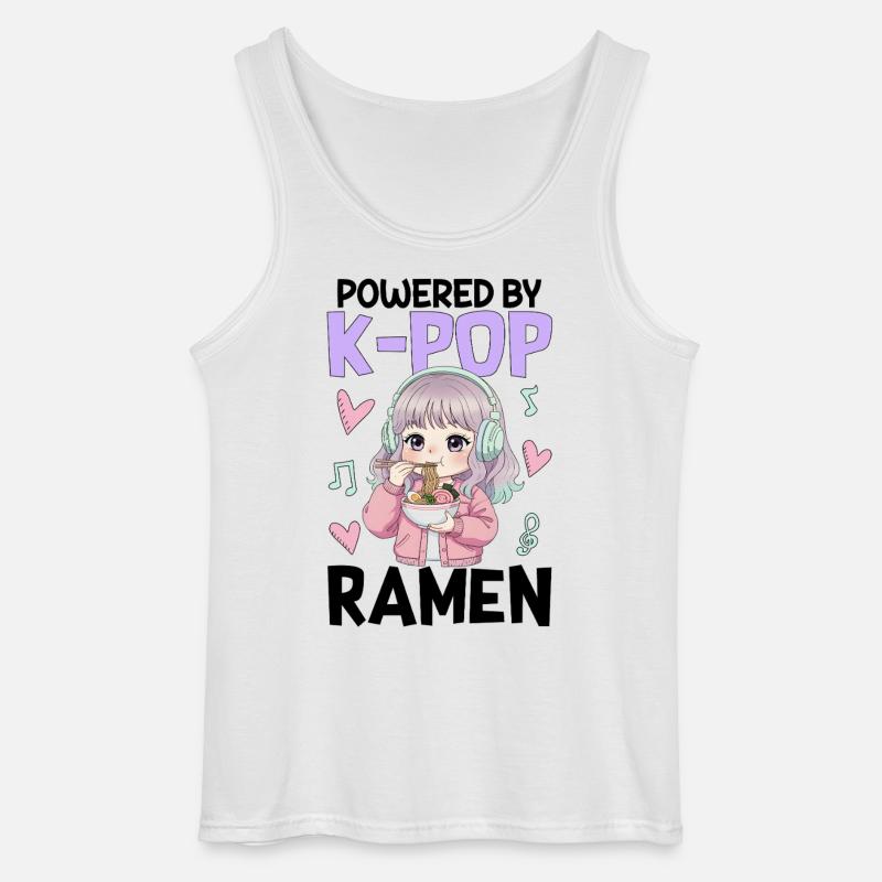 Powered By K-Pop Ramen - Gildan Männer Tank Top - Weiß