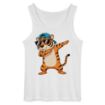 Cool Dabbing Tiger Sonnenbrille Cartoon-Kunst - Gildan Männer Tank Top - Weiß - Vorne - AI Model Male 185 dark (185cm)