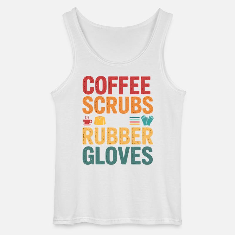 Kaffee Scrubs und Gummi Handschuhe - Gildan Männer Tank Top - Weiß