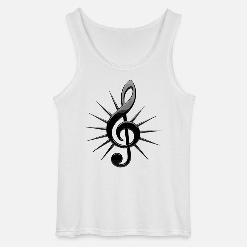 Black notes with rays - Gildan Men’s Tank Top - white