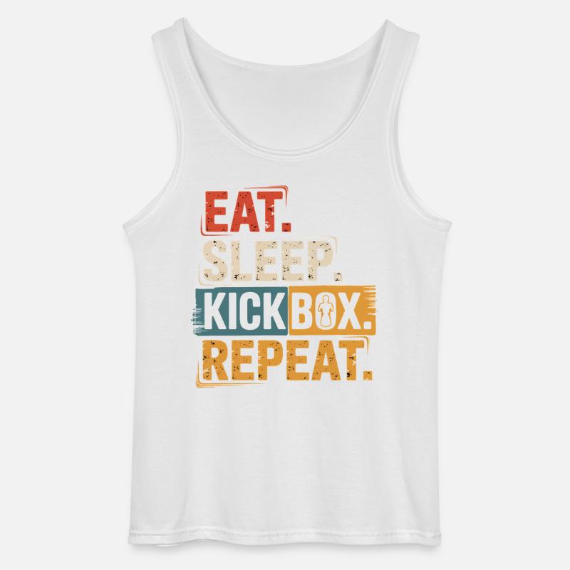 Eat Sleep Kickbox Repeat - Gildan Männer Tank Top - Weiß