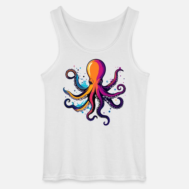 Farverig blæksprutte Neonblæk-drøm - Gildan tanktop til mænd - hvid