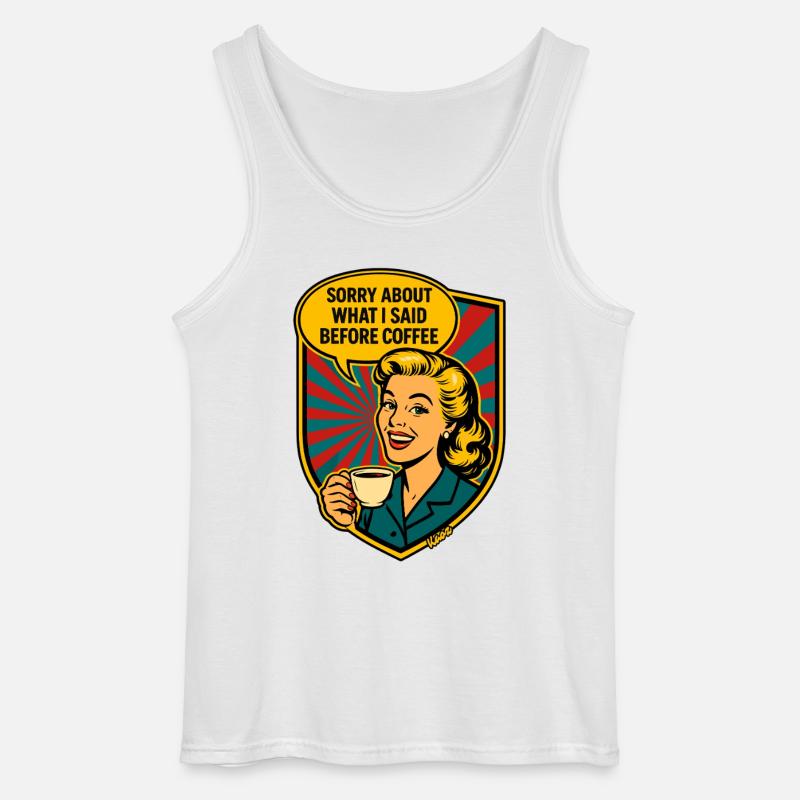 Før kaffe – Retro Meme - Gildan tanktop til mænd - hvid