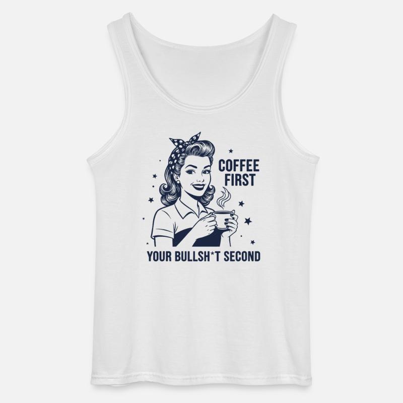 Erst Kaffee dann Meinung Retro Statement - Gildan Männer Tank Top - Weiß