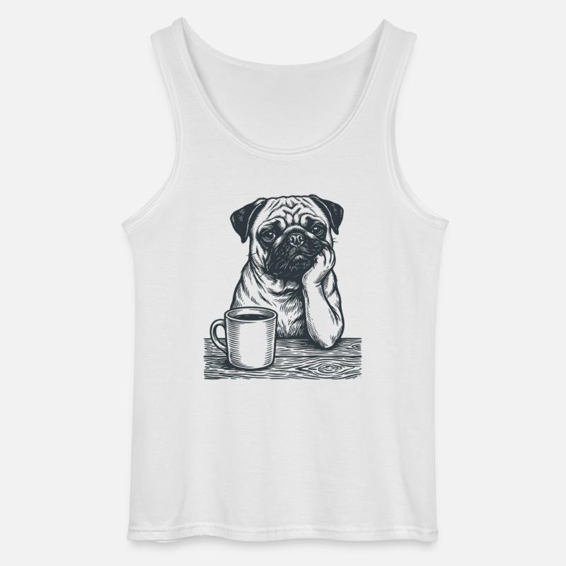 Echter Mops Kaffee Morgenmuffel Look - Gildan Männer Tank Top - Weiß