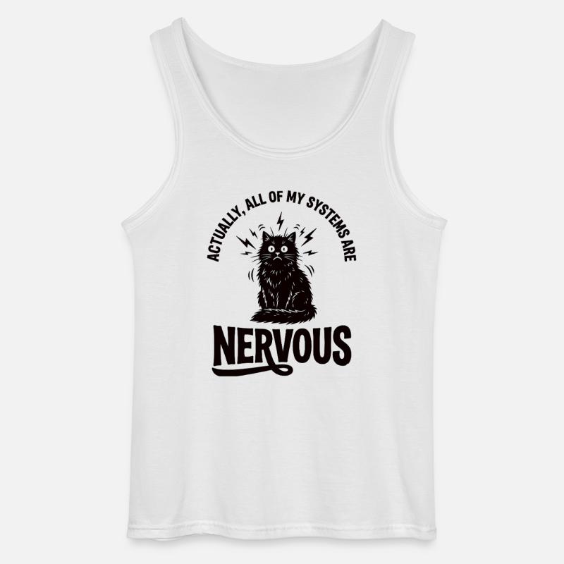 Echte Ironie Katze Nervensystem Statement - Gildan Männer Tank Top - Weiß