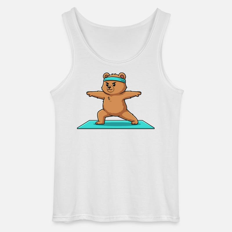 Yoga Bear Doing Warrior Pose - Gildan Men’s Tank Top - white