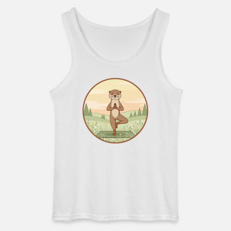 Yoga Otter Animal Doing Tree Pose - Gildan Men’s Tank Top - white