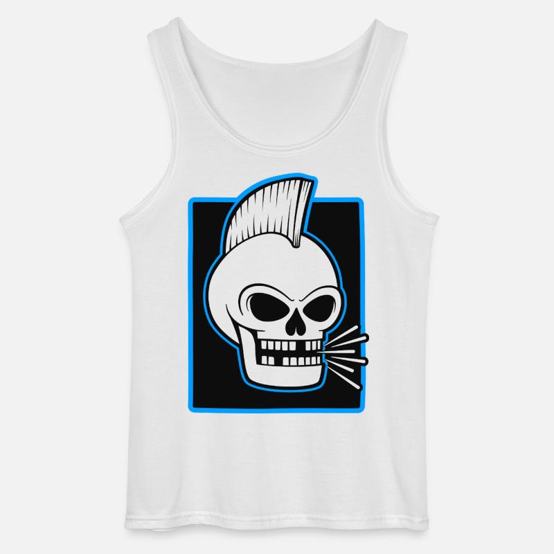 Skull Mohawk Punk-Grafik - Gildan Männer Tank Top - Weiß