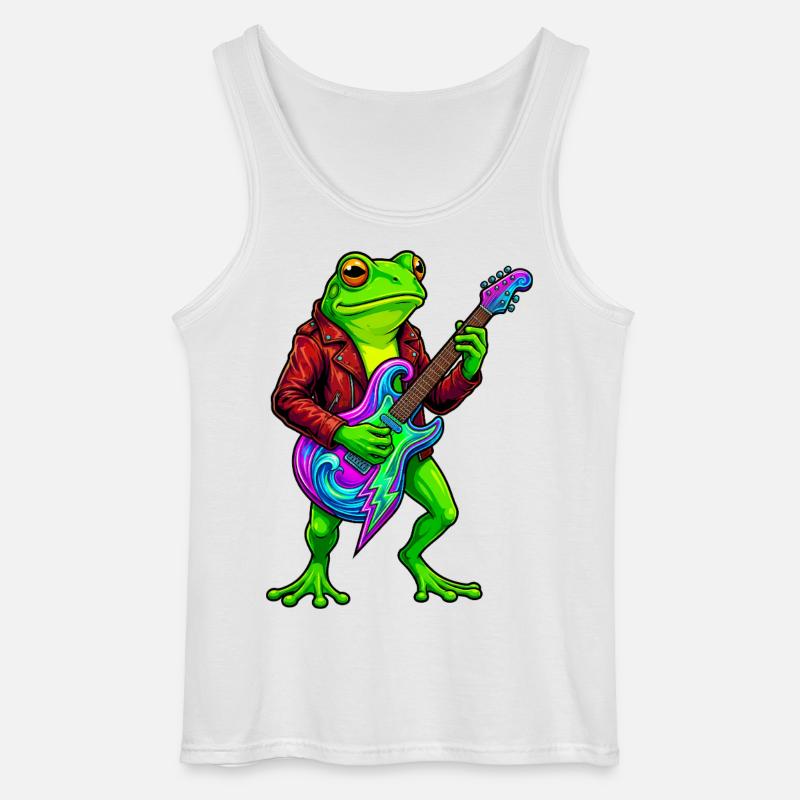 Frosch mit Jacke und Neon E-Gitarre - Gildan Männer Tank Top - Weiß