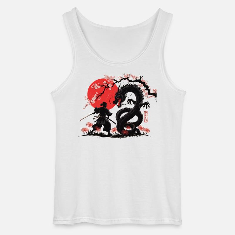 Samurai vs Drage Skjorte Dragekamp - Gildan tanktop til mænd - hvid