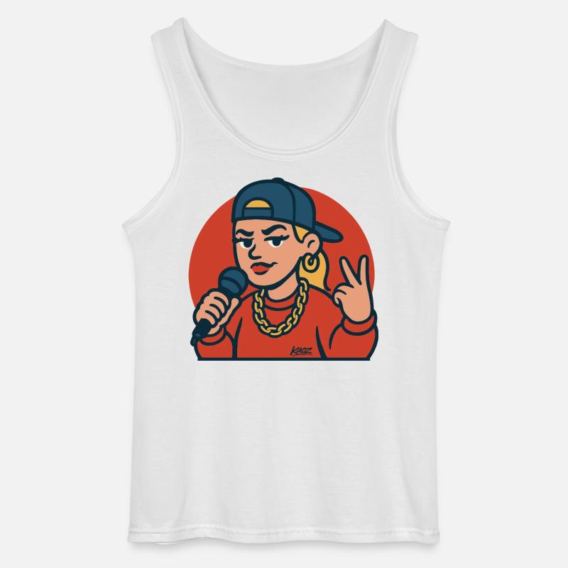 Rap Diva with Microphone - Gildan Men’s Tank Top - white