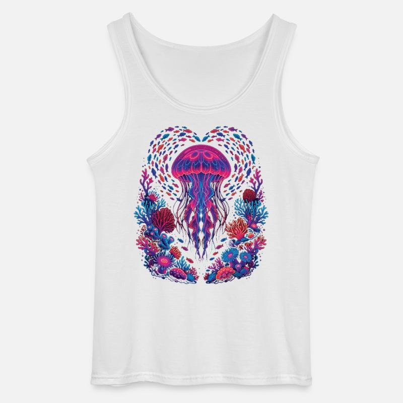 Retro Quallen-Ästhetischer Ozean - Gildan Männer Tank Top - Weiß
