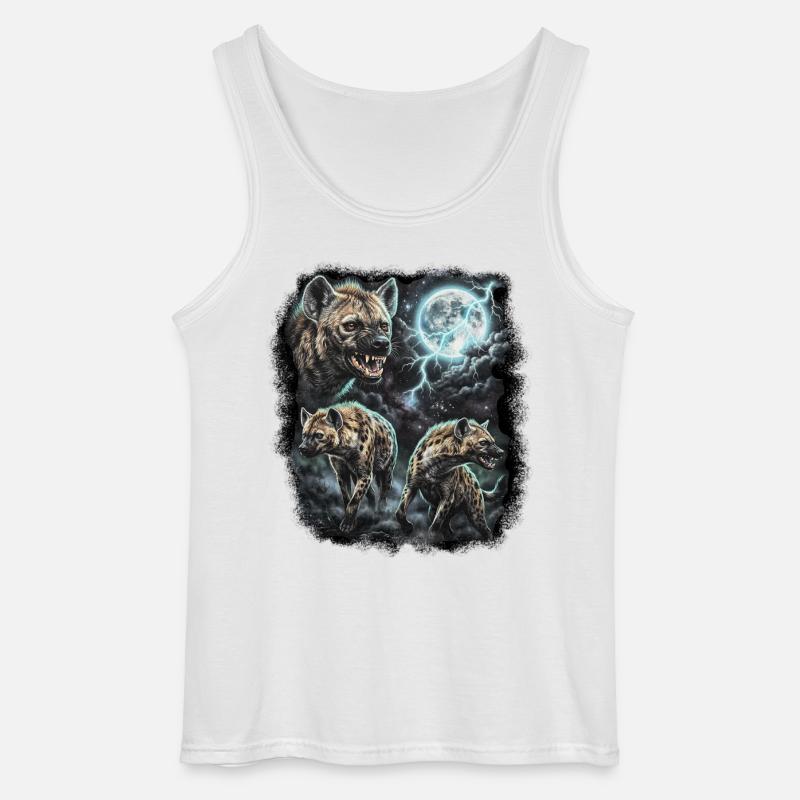 DREI Wilde Hyäne mit Mond Wildlife-Designs - Gildan Männer Tank Top - Weiß