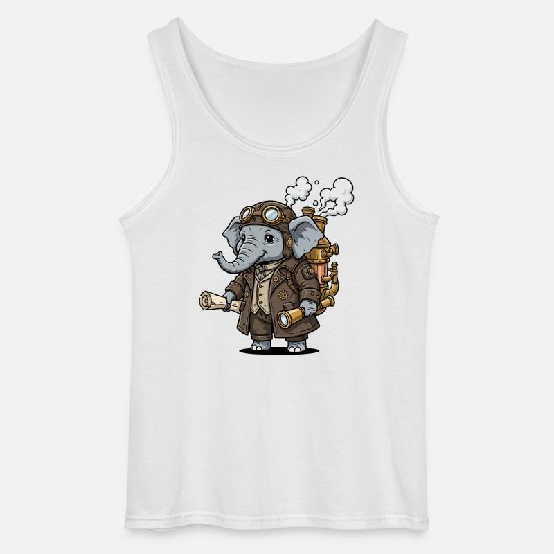 Elephant Explorer Steampunk Steampunk Retro - Gildan Männer Tank Top - Weiß