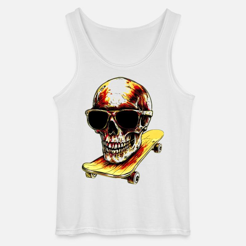 Skull Skateboarder - Gildan tanktop til mænd - hvid