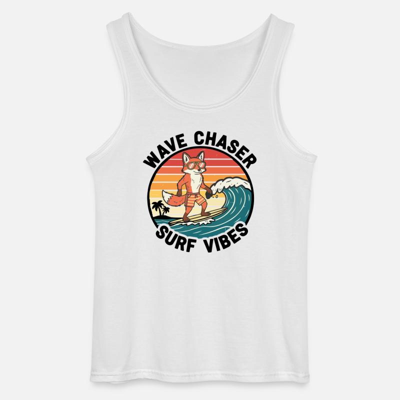 Fox Surfer Wave Chaser Surf Vibes - Gildan Men’s Tank Top - white