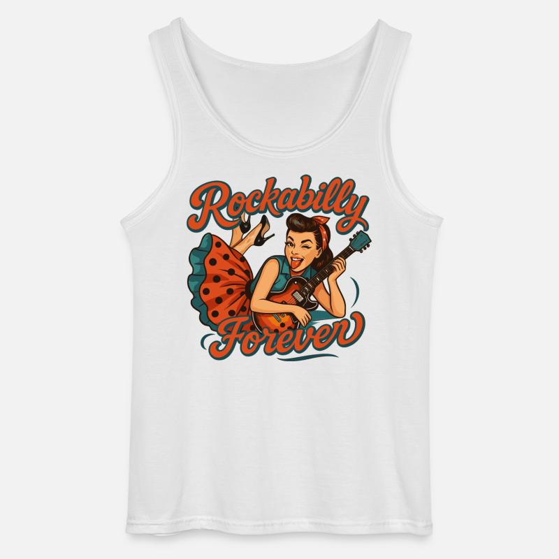 Rockabilly Forever: Rockabella mit E-Gitarre - Gildan Männer Tank Top - Weiß