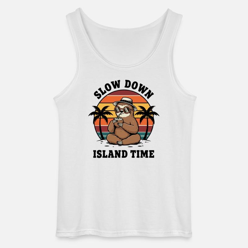 Faultier verlangsamt Inselzeit Kokosnuss-Chill - Gildan Männer Tank Top - Weiß