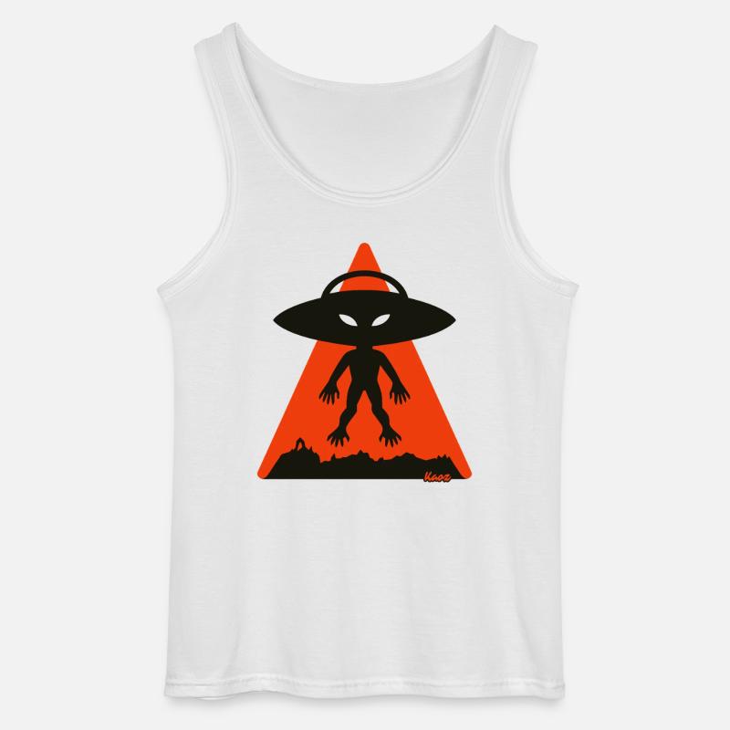 Alien Shadow Under Orange Triangle - Gildan Men’s Tank Top - white