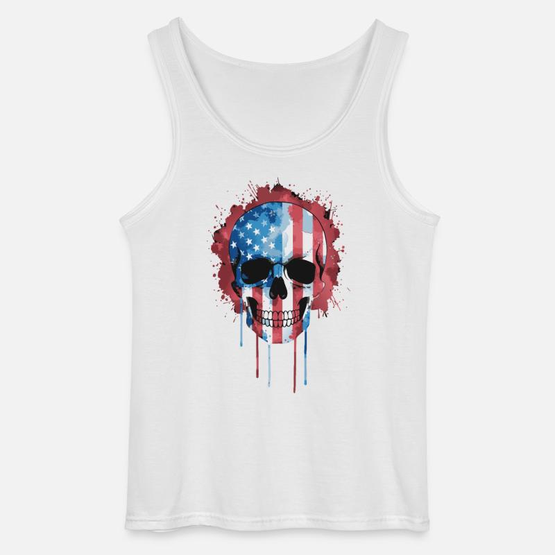 USA Skull Flag akvarel - Gildan tanktop til mænd - hvid