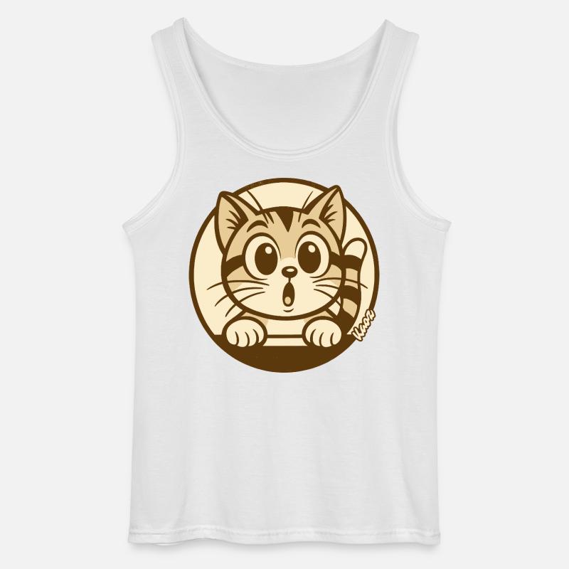 Neugieriges Kätzchen--Abzeichen - Gildan Männer Tank Top - Weiß