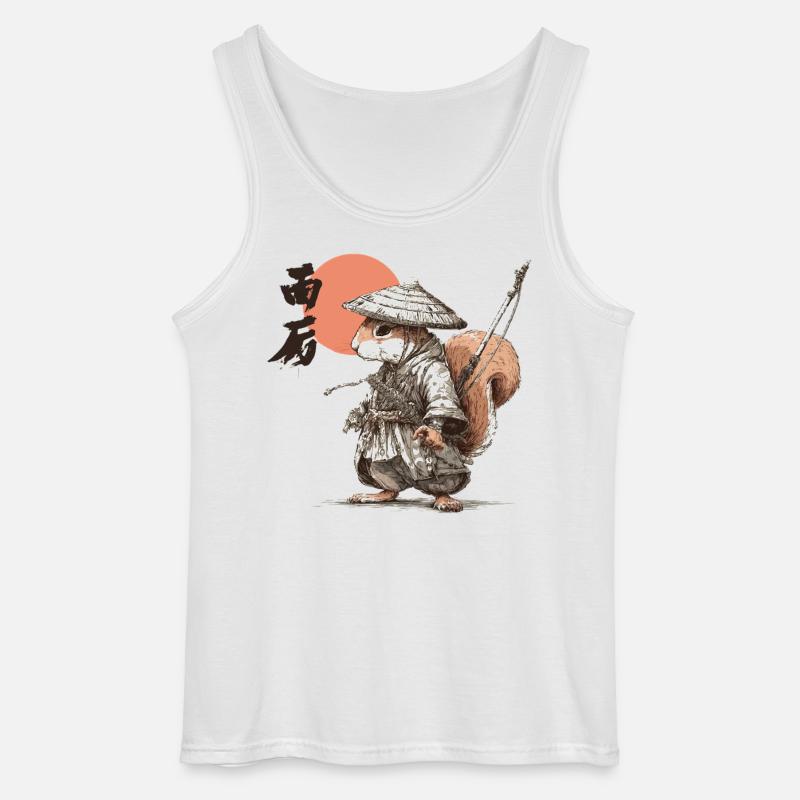 Samurai-Eichhörnchen unter roter Sonne - Gildan Männer Tank Top - Weiß