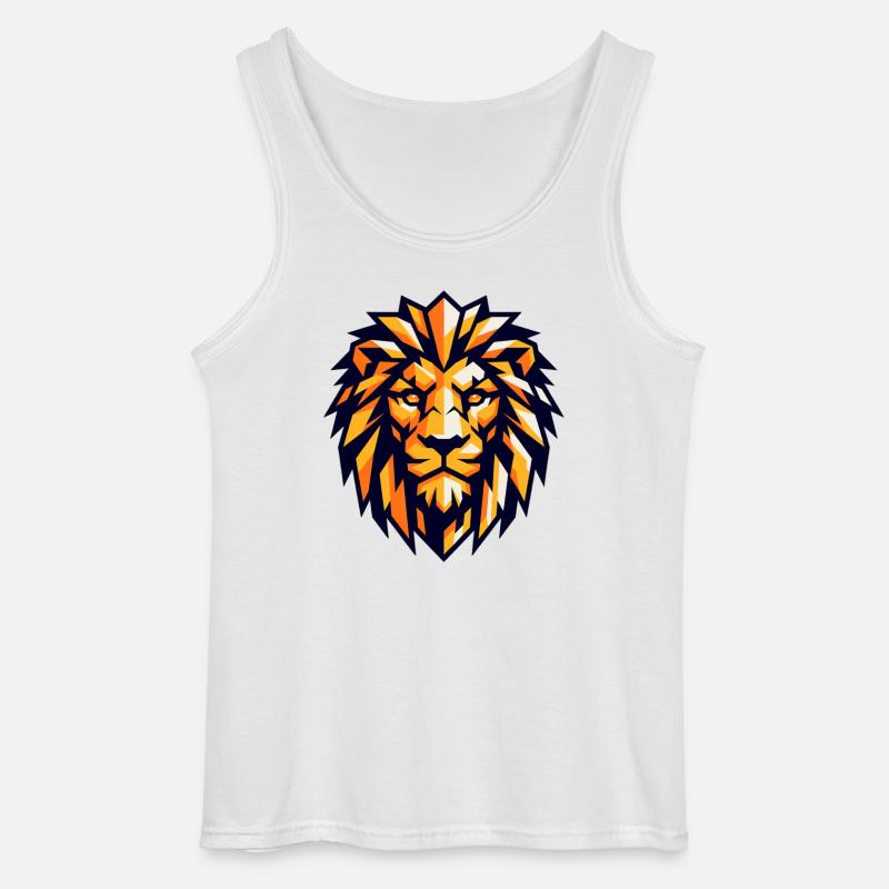 Geometrischer Löwe Orange-Schwarz - Gildan Männer Tank Top - Weiß