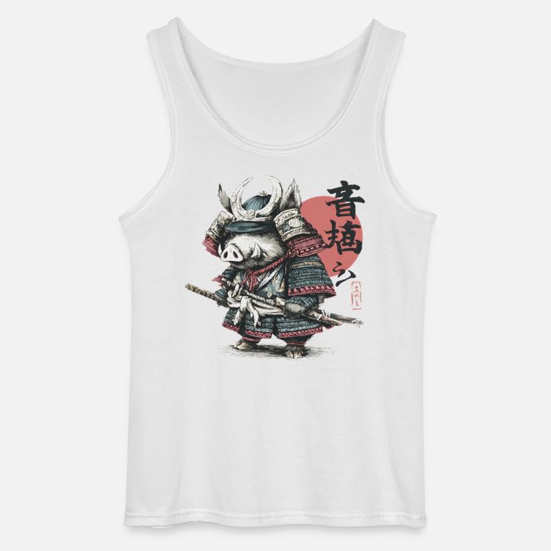 Boar Samurai in Armor Katana - Gildan Men’s Tank Top - white