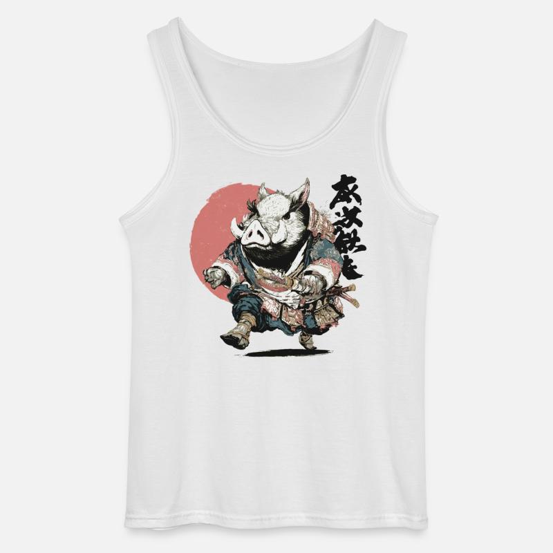 Eber-Samurai in Ukiyo-Rüstung - Gildan Männer Tank Top - Weiß