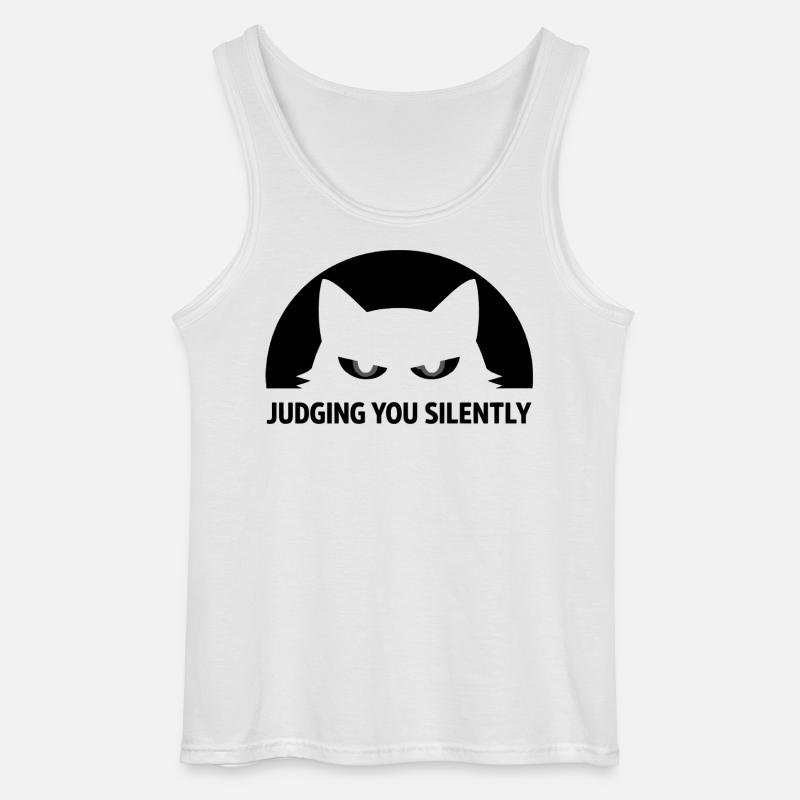 Katze Stilles Urteil Schwarzer Humor - Gildan Männer Tank Top - Weiß