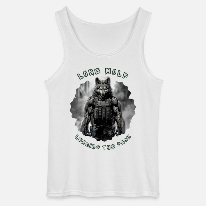Lone Wolf Commando - Tactical Alpha Soldier - Gildan Men’s Tank Top - white