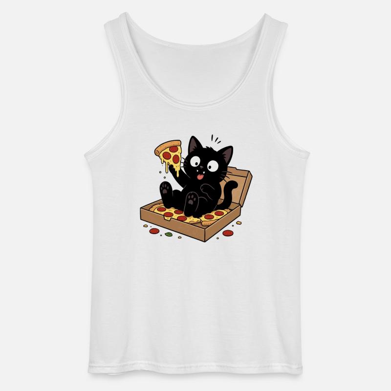 Katzenpizza: Flauschiger Snackheld - Gildan Männer Tank Top - Weiß