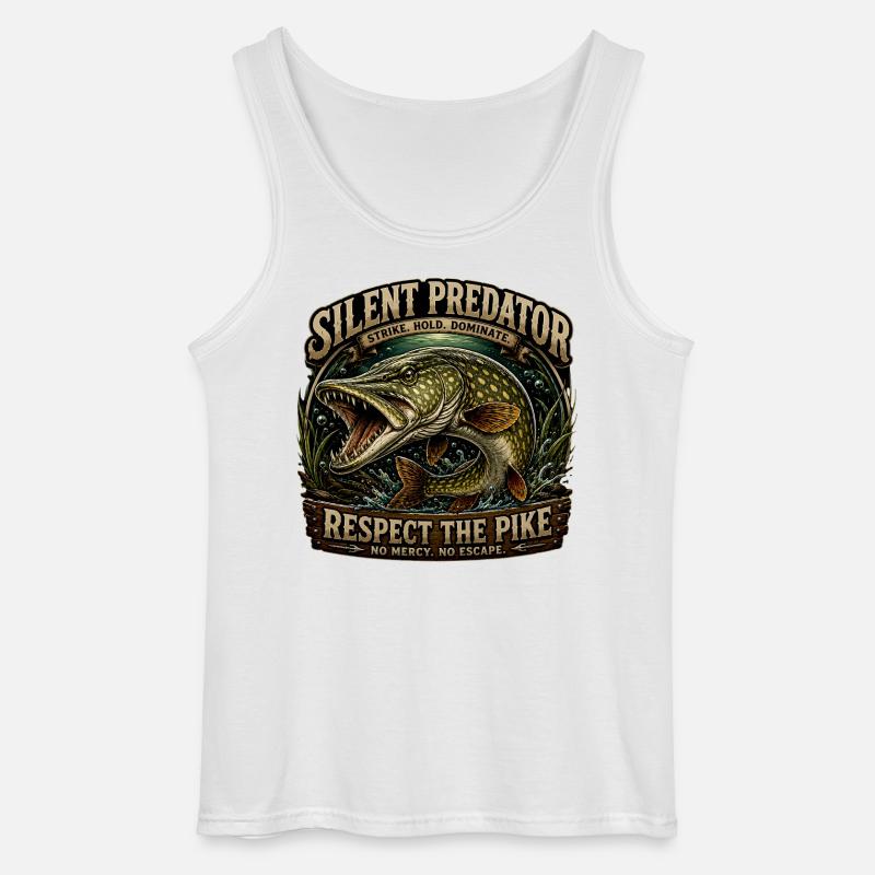 Silent Predator – Aggressives Hechtfang-Design - Gildan Männer Tank Top - Weiß
