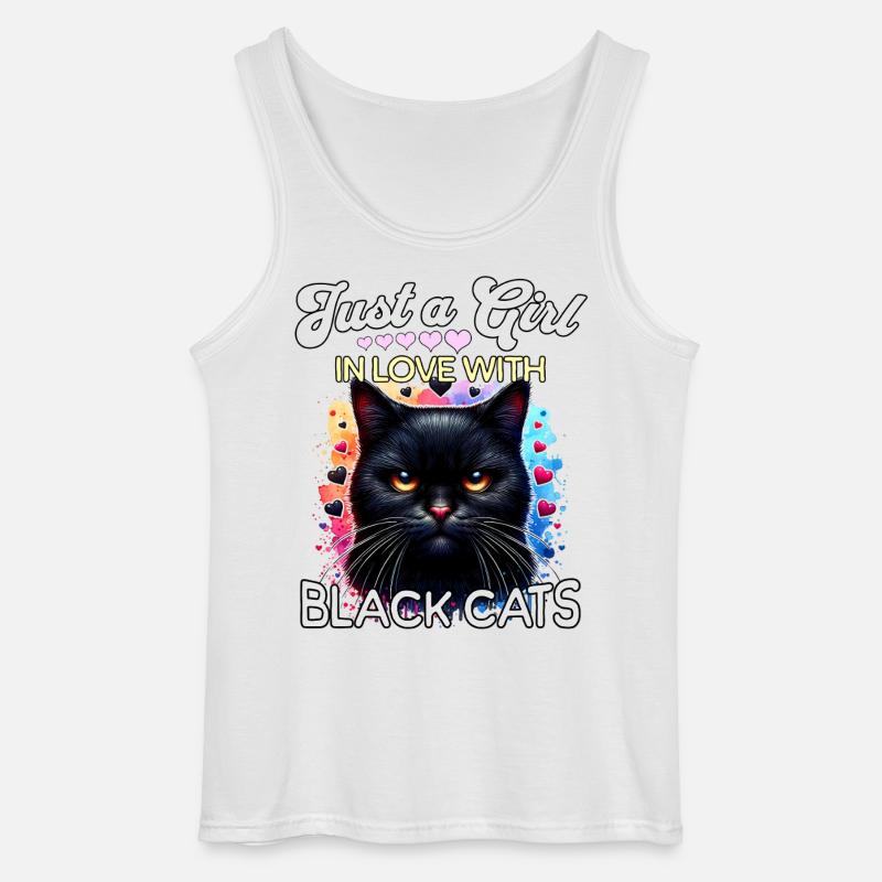 Schwarze Katze Mädchen - Gildan Männer Tank Top - Weiß