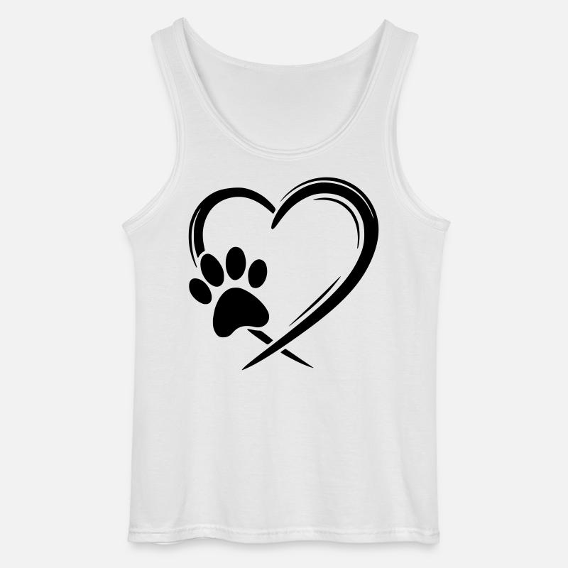 Pfote Herz - Gildan Männer Tank Top - Weiß