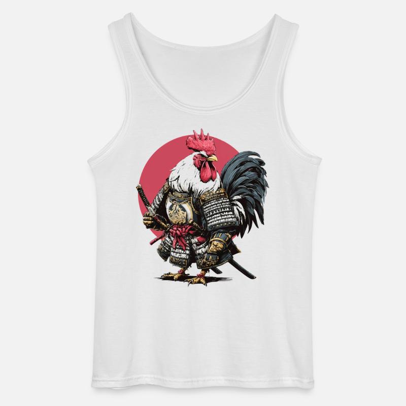Rooster Samurai Armor - Gildan Men’s Tank Top - white