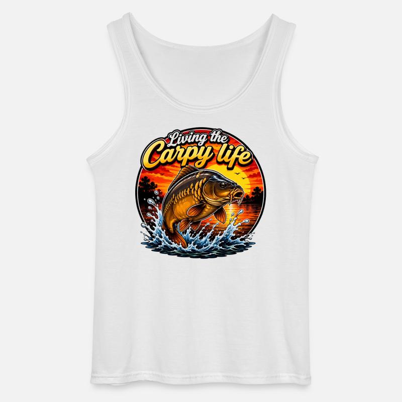 Das Karpfen-Leben leben Karpfenfischen - Gildan Männer Tank Top - Weiß