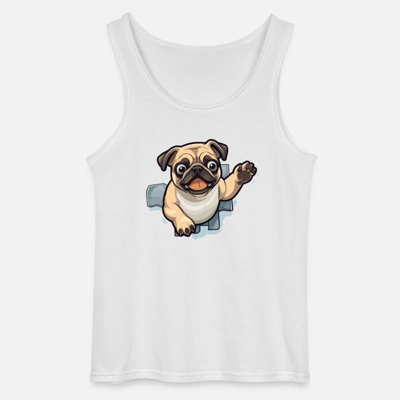 Pug Durchbruch aus Eis - Gildan Männer Tank Top - Weiß