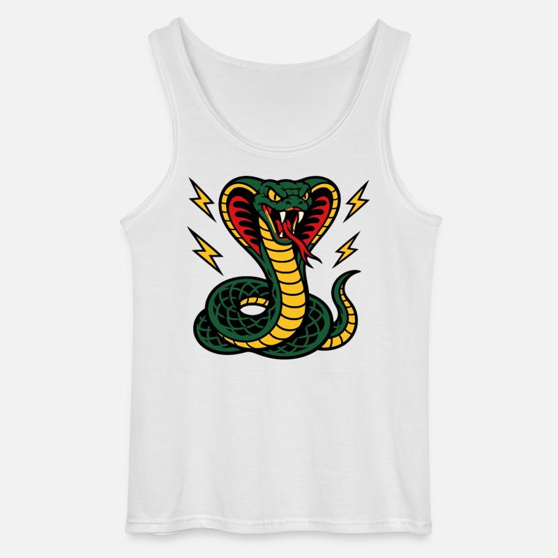 Wilde Kobra mit Tattoo-ähnlichen Blitzen - Gildan Männer Tank Top - Weiß