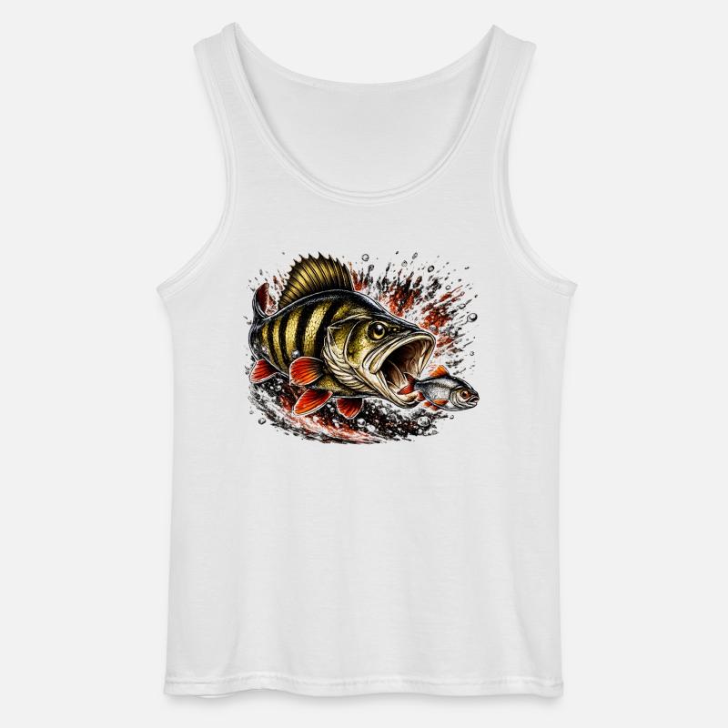 Explosives Barsch-Raubtierfisch-Design - Gildan Männer Tank Top - Weiß